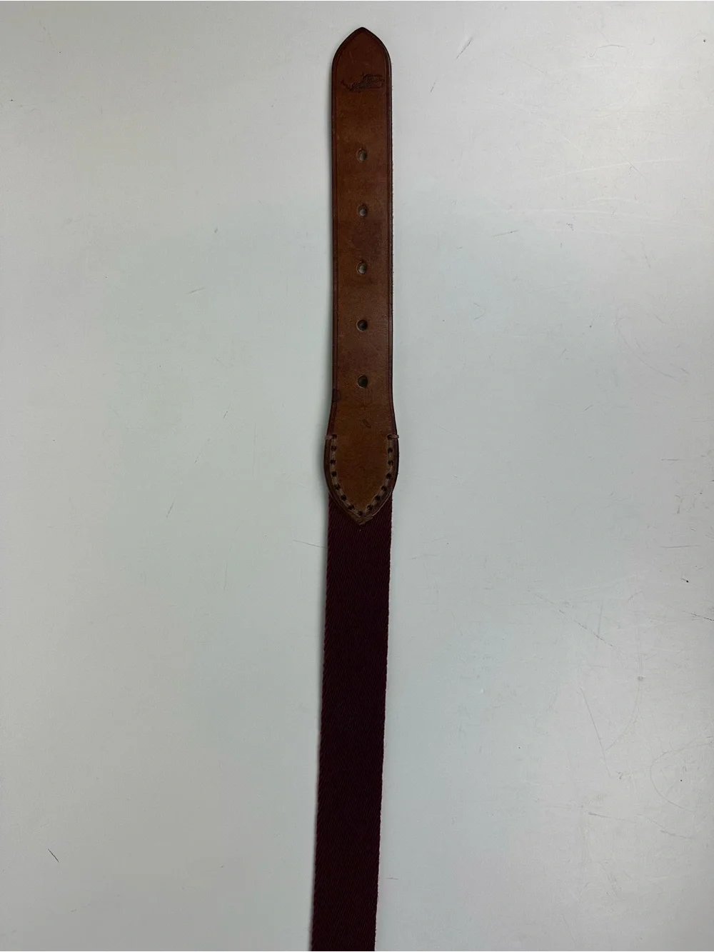 Polo by Ralph Lauren Burgundy Webbed Belt with Brown Leather Accents